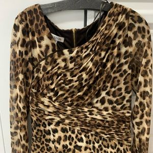 Kay Unger Leopard Print mesh jersey dress.  NWT!